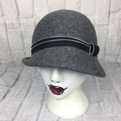 Nordstrom 's Vintage Style 100% Wool Cloche Bucket Bell Gray Made in Italy  eb-94199442
